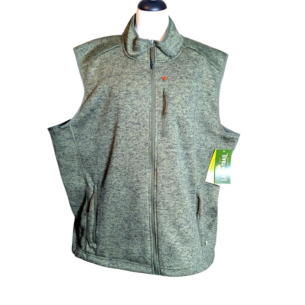 New Lake & Trail Men's Size XXXL Heather Army Green Zip Up Vest